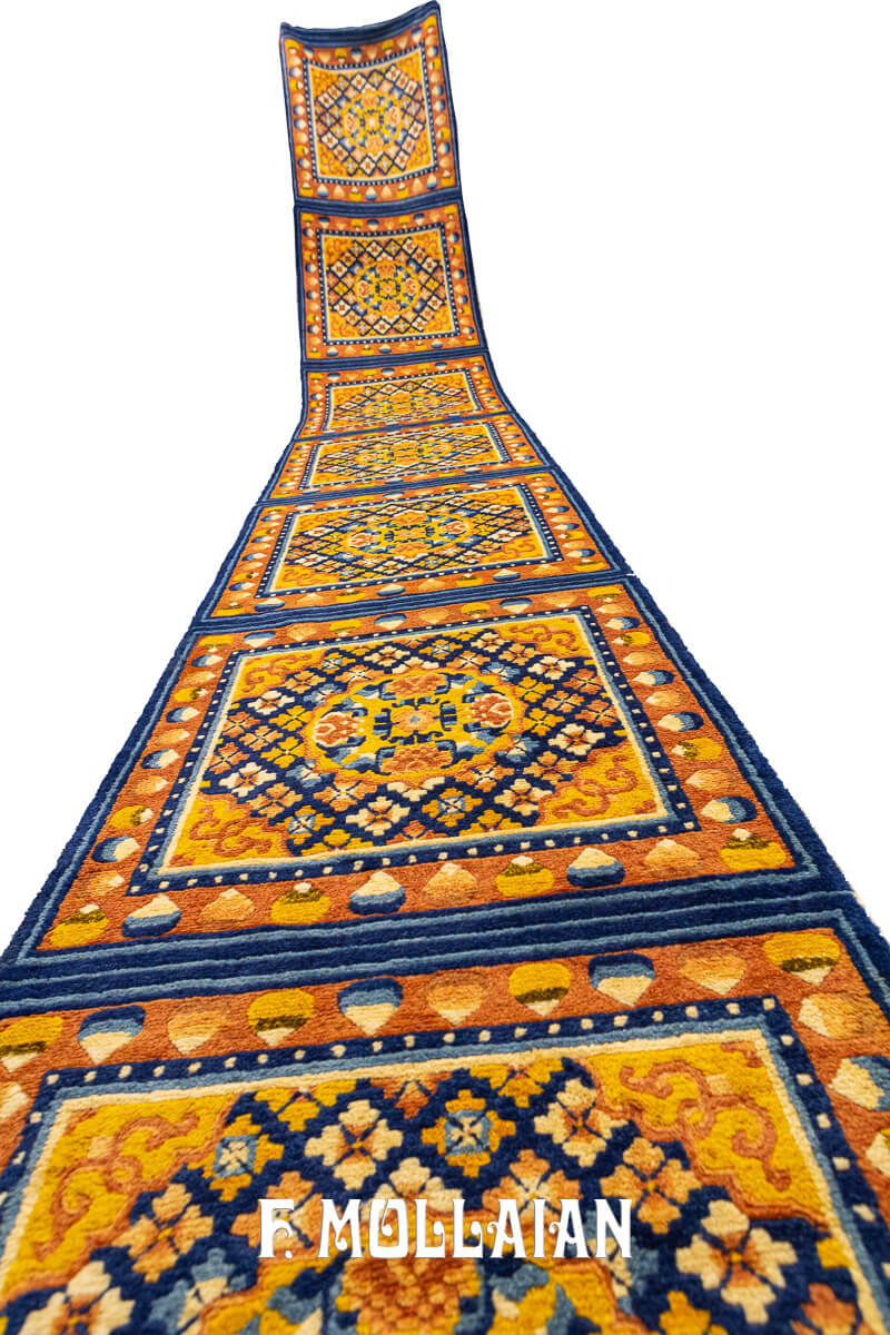 Antique Tibet Rug Gold/Blue Color n°:207979